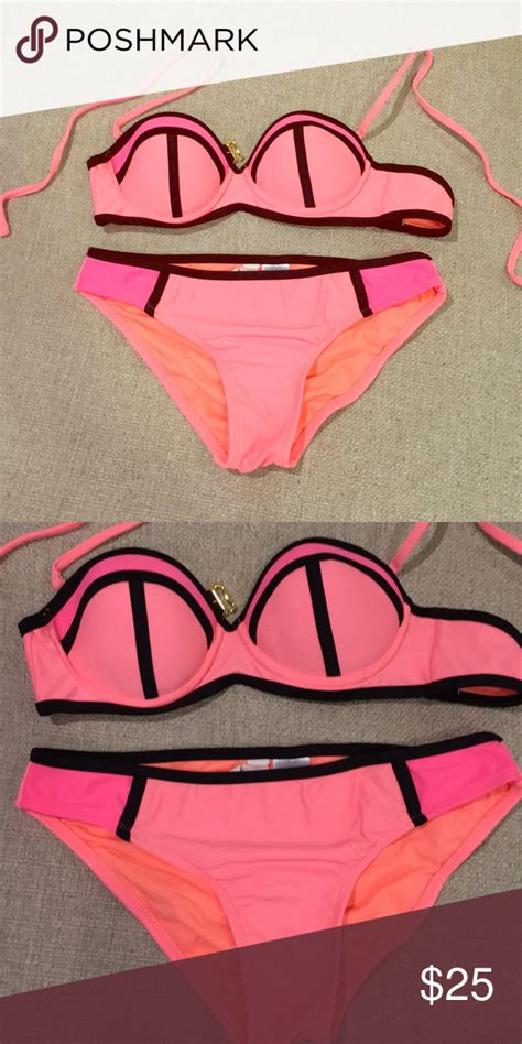 Convertible Colorblock Bikini Convertible Strapless Halter Pink