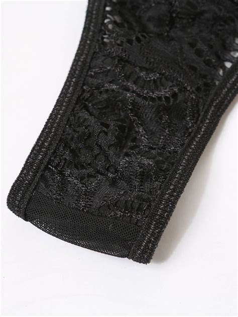 Bras Lingerie Women Bra Panty Black Lace Polyester Sexy Piece Lingerie Outfit Milanoo