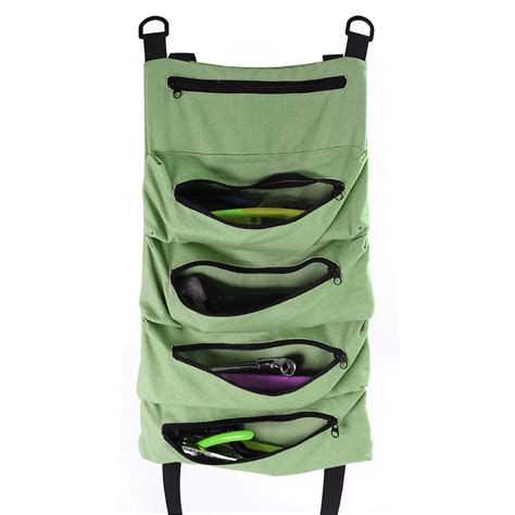 Canvas Roll Up Tool Bag Compact Tool Roll Pouch With Zipper Pockets