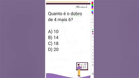 Quanto É O Dobro De 4 6 - Quanto é o dobro de 4 mais 6? @Matematicandooo #raciociniologico # ...