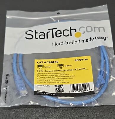 StarTech.com 3FT Cat6 Snagless Unshielded (UTP) Pure Bare Copper Patch Cable 550MHz — Blue (10-Pack) (N6PAT-C6-UTP-3FT-BL-10PK)
