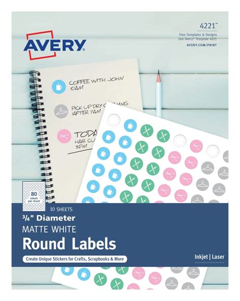 Avery Matte White Round Labels with Sure Feed ¾ Diameter 800