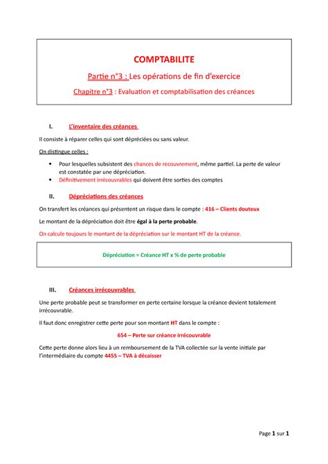 Compta P Chap Notes De Cours Comptabilite Partie N Les