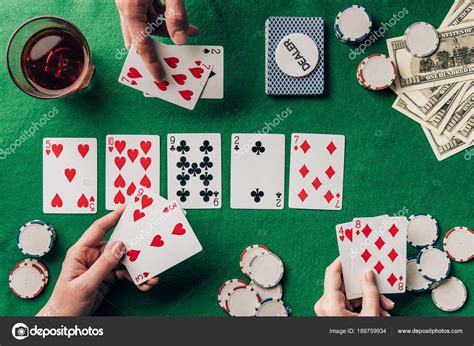 People Playing Poker Casino Table Cards Chips — Stock Photo © KateNovikova #189759934