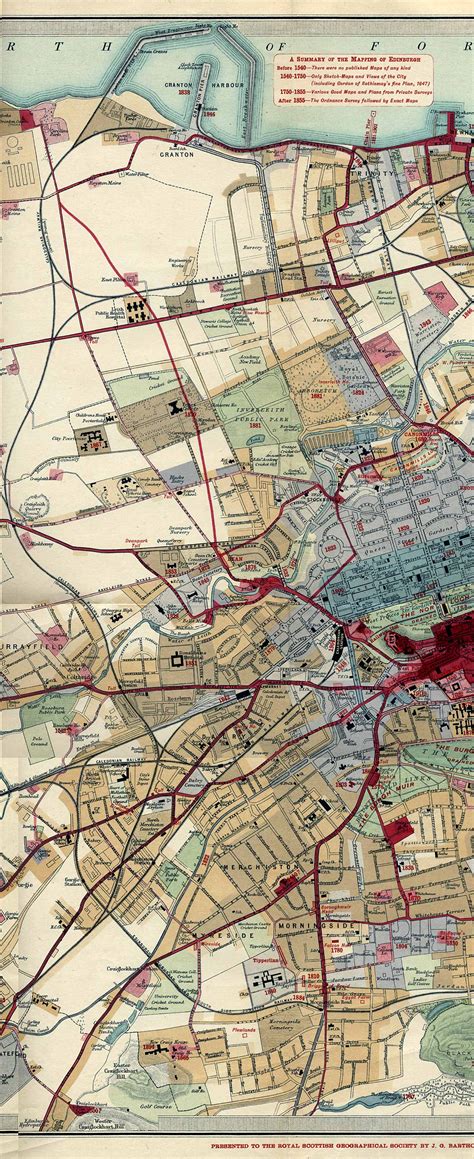 Edinburgh Chronological Map - Published 1919 - Largest - Central section