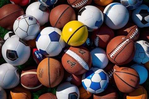 Premium Photo Various Sports Balls Resting Together On A Field