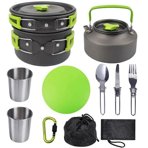 Camping Cookware Mess Kit Conjunto De Panelas Ao Ar Livre Caminhadas