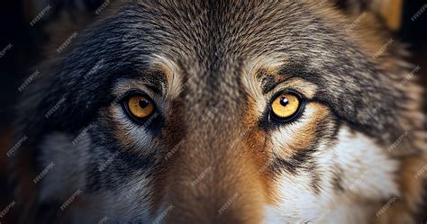 Premium Photo A Wolfs Eyes Are Glowing Yellow In The Dark