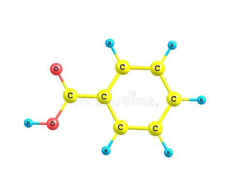 Mol Cula Del Cido Benzoico Aislada En Blanco Stock De Ilustraci N
