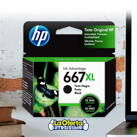 Cartucho Negro Original HP 667XL Rindimiento X4 Para Impresoras 2375