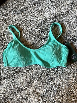 Womens Wild Fable Scoop Neck Ribbed Bikini Top Bright Green M 8 10
