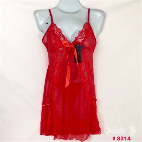 Charming Night Intimates Sleepwear Os Nwt 2 Pc Red Sexy Babydoll Lingerie Set Poshmark