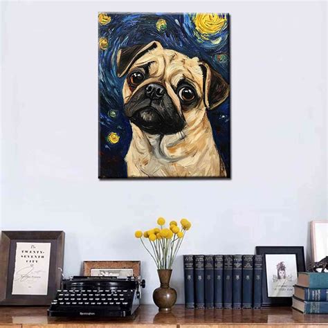 Starry Night Inspired Pug Canvas Wall Art – Tucocoo