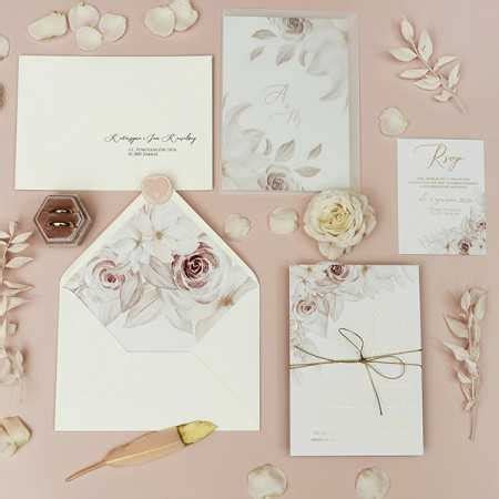 Zaproszenia Ślubne Nude Z Bilecikiem Romantyczne RB W Projektownia Art