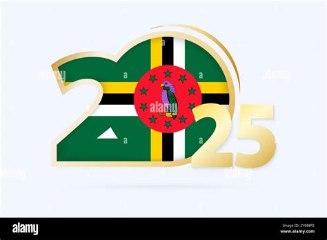 Year 2025 with Dominica Flag pattern. Vector Illustration Stock Vector