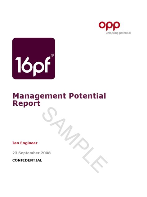 16pf Management Potential Report | PDF | Leadership | Performance Appraisal