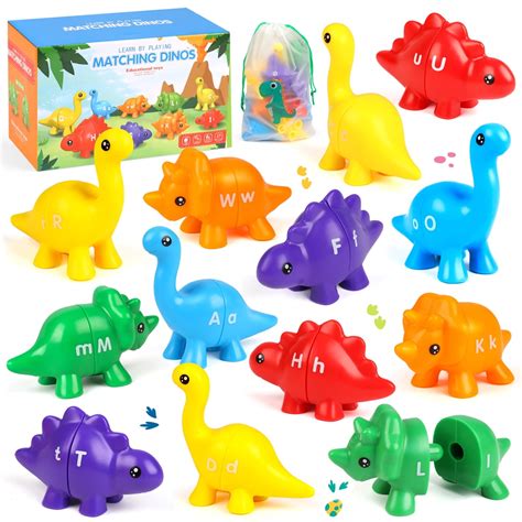 Uusuoo Abc Dinosaur Alphabet Match Game13 Pcs Montessori Double Sided
