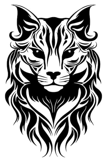 Premium Vector | Tribal cat face vector Tribal cat tattoo