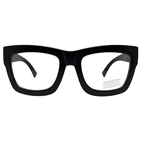 Vintage Inspired Geek Oversized Square Thick Horn Rimmed Eyeglasses