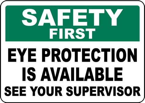 Safety First Eye Protection Is Available Sign Claim Your 10 Discount