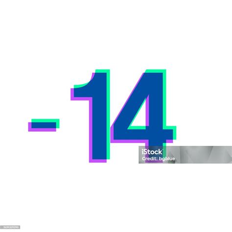 14 Minus Fourteen Icon With Two Color Overlay On White Background Stock ...