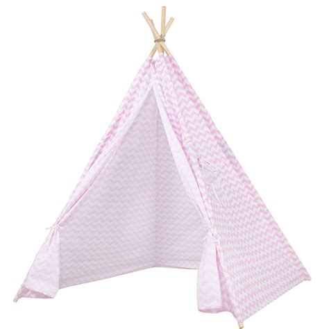 Cort Pentru Copii Teepee Bumbac Lemn Model Zig Zag 180 X 120 X 100