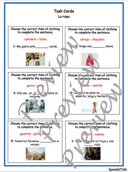 Spanish La Ropa Clothing Task Cards By Spanish Talk Tpt