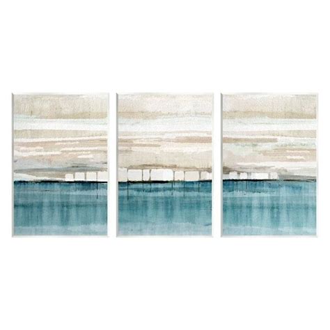 Stupell Modern Beige And Blue 3 Piece Wall Plaque Art Set Design By Flora Kouta Bed Bath