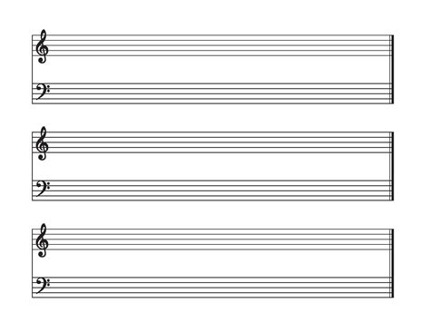 Staff Paper: Grand Staff, Treble Clef, Bass Clef letter Sized 8.5x11