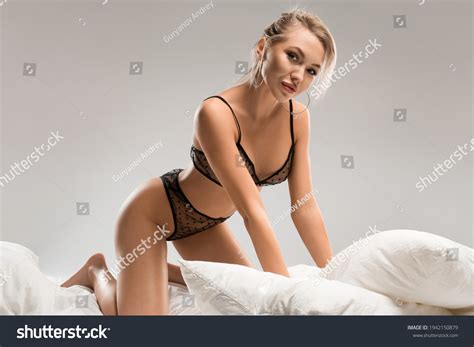Dreamy Sensual Blonde Woman Black Lingerie Stock Photo 1942150879 Shutterstock