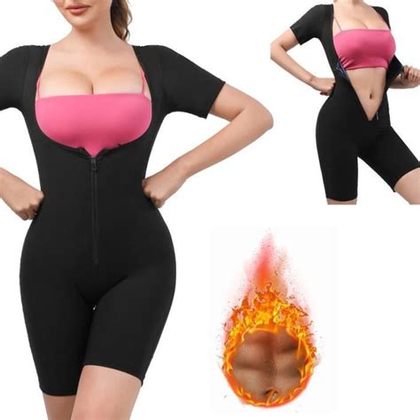 D Bardeur De Sudation Pour Femme Body Shaper Effet Sauna Noir