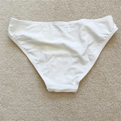 Missguided White Bikini Bottoms With Silver Depop