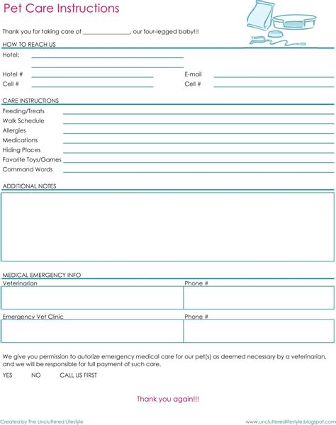 Instructions for pet sitter – Artofit