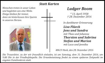 Traueranzeigen Von Ludger Boom Sich Erinnern De