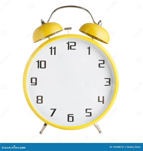 Yellow Alarm Clock with No Hands Isolated on White Background Stock ...