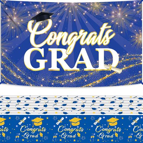 Amazon KatchOn Graduation Table Cloths Blue And White Pack Of 3