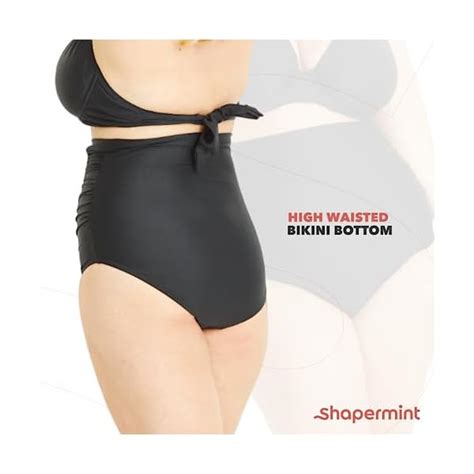 SHAPERMINT Women Ruched High Waisted Bikini Bottom Swimsuit Tummy