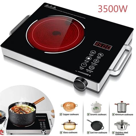W Electric Ceramic Stove Portable Cooktop Infrared Induction Cooker Hot Plate With All
