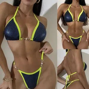 New Bikini Split Halter Neck Tie Three Point Swimsuit Bikini And Swimwear Price