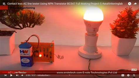 Contact Less Ac Line Tester Using Npn Transistor Bc One Stop For