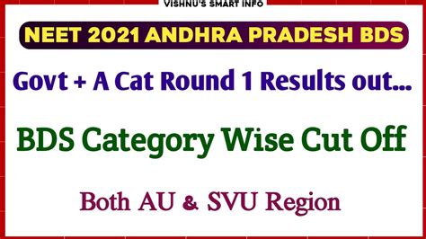 Neet Andhra Pradesh Round Bds Results Out Category Wise Cut