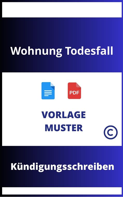 Kündigungsschreiben Wohnung Todesfall Vorlage Muster WORD PDF