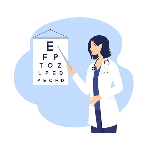 Premium Vector Cartoon Girl Ophthalmologist With Chart Testing