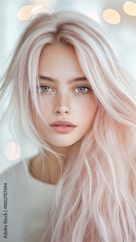 Closeup Woman Hair Freckles Alluring Girl Long Blonde Porcelain Skin Subtle Snow Colored Fairy