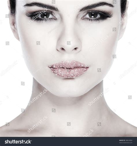 Portrait Sexual Beautiful Brunette Lips Sprinkled Stock Photo 98824004 Shutterstock
