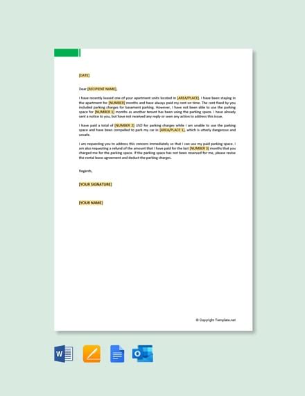 complaint letter  landlord  parking template google docs