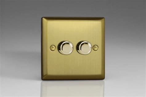 Varilight Urban Brushed Brass V Pro 2 Gang 2 Way Push Onoff Rotary Led Dimmer 2 X 0 120w 1 10