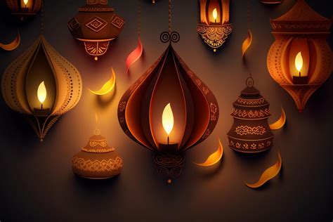 Happy diwali or deepavali traditional indian festival with lamp or sky ...