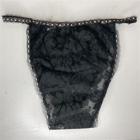 Vintage Kayser Black Nylon String Bikini Panties Sz 6 Gem