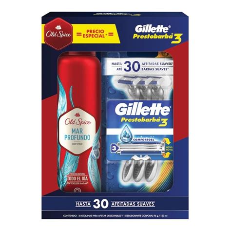 Máquinas para afeitar Gillette Prestobarba 3 3 pzas desodorante